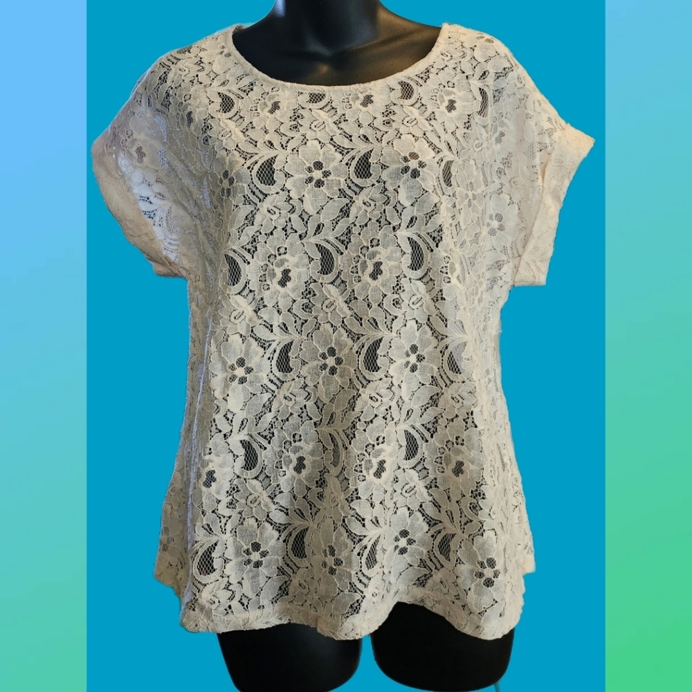 FOREVER 21 CREAM KNIT LACE TOP BRAND NEW SIZE L - Picture 2 of 6
